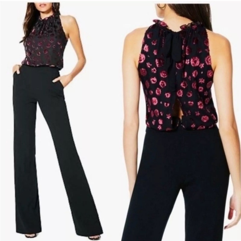 Ramy Brook Leona Burnout black red Jumpsuit sz 6
